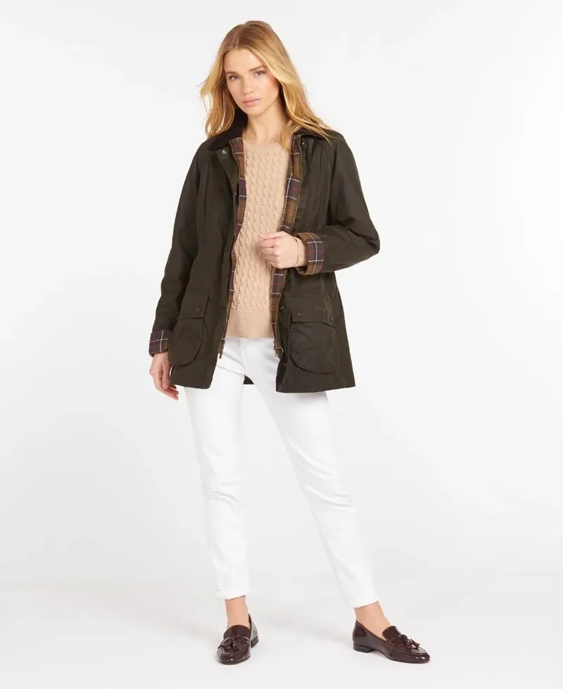 Barbour Ladies Beadnell Wax Jacket Olive-3